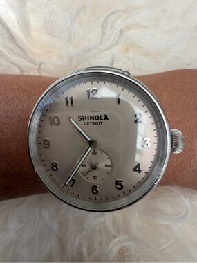 Shinola Silver Dial Men's Wristwatch with Black Numerals